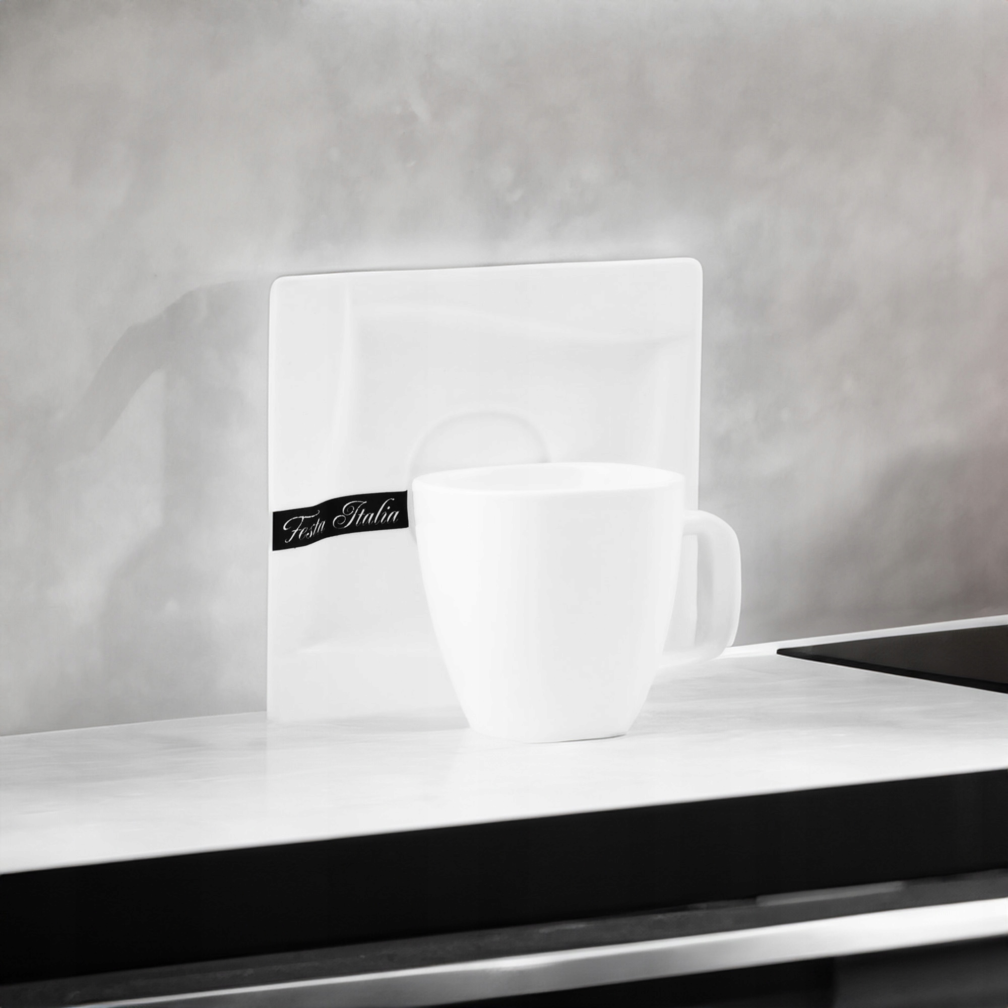 FILIŻANKA ZE SPODKIEM 200ML KPL. VIVA PORCELANOWA BIAŁA DO KAWY UNIWERSALNA