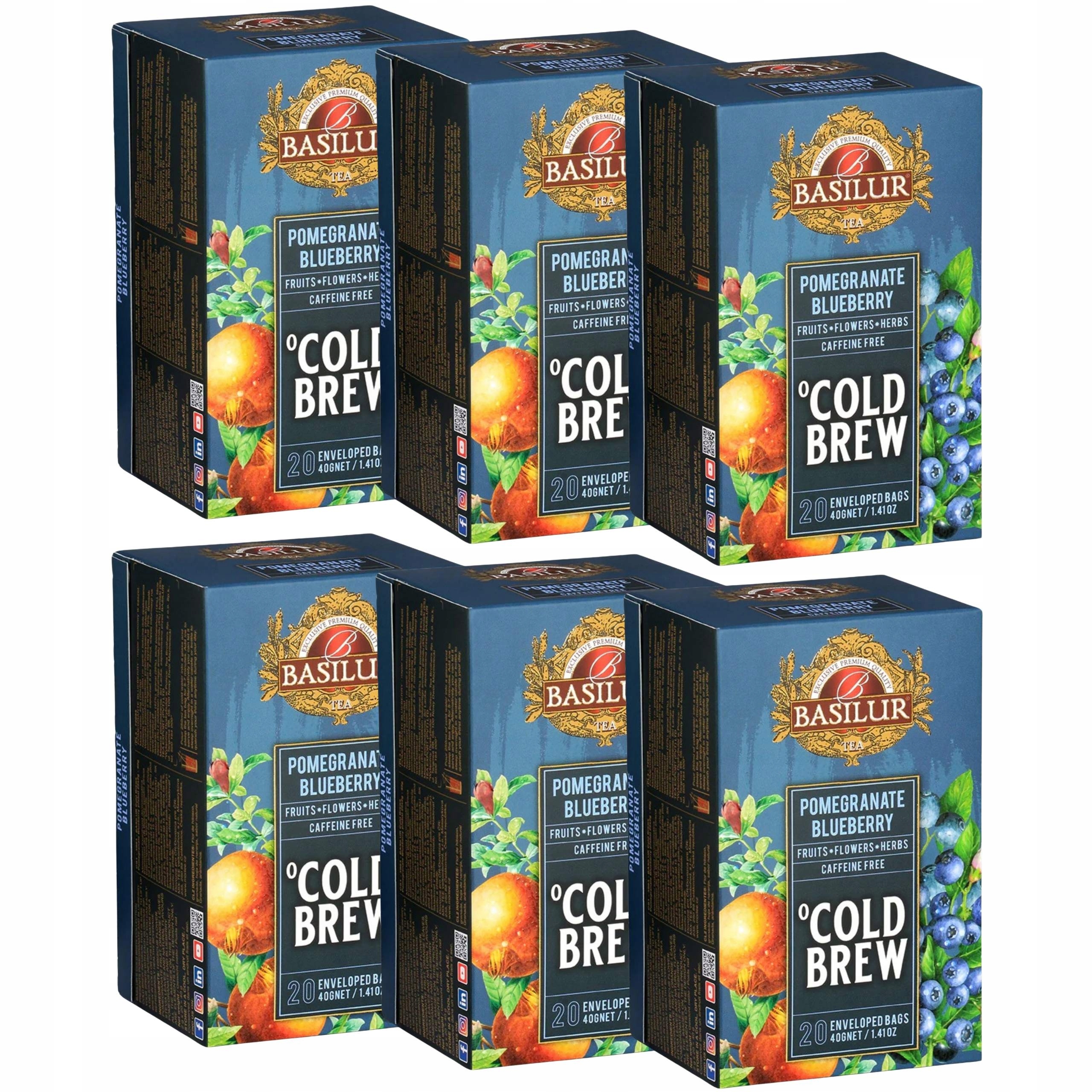 Levně Basilur Cold Brew Čaj bez kofeinu s vůní granátového jablka, sáčky 20 x 2 g x 6 g