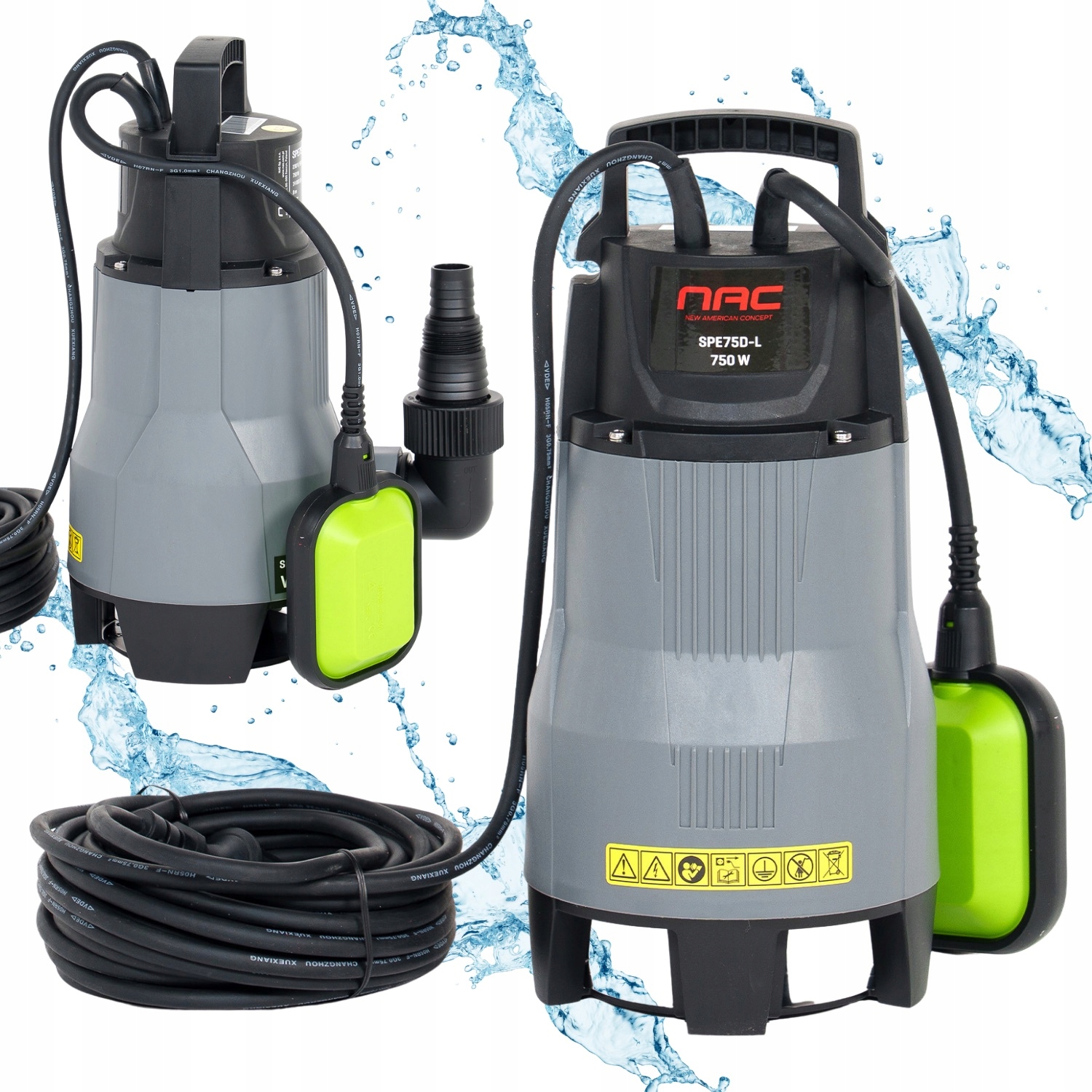 Ponorná Záhradná Pumpa Na Špinavú Vodu Nac SPE75-D-L 750W 14000L/H 230V