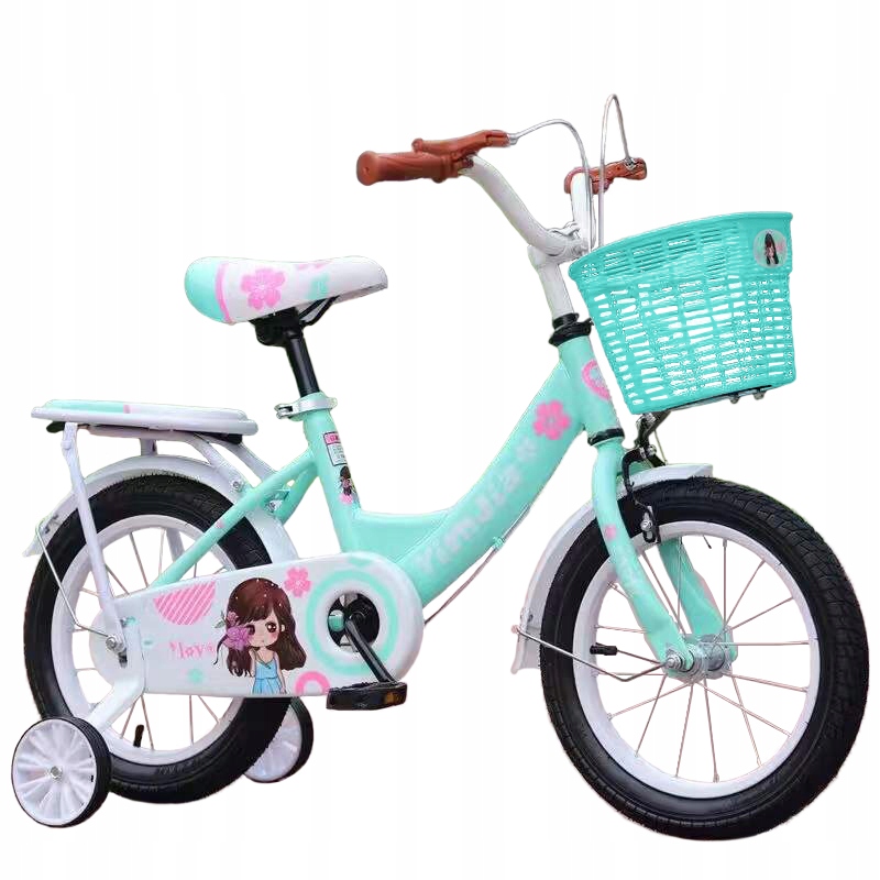 Rower Dziecięcy Mięowy 16 Cali Boczne Koła Koszyk Bagażnik Darmat Light 556