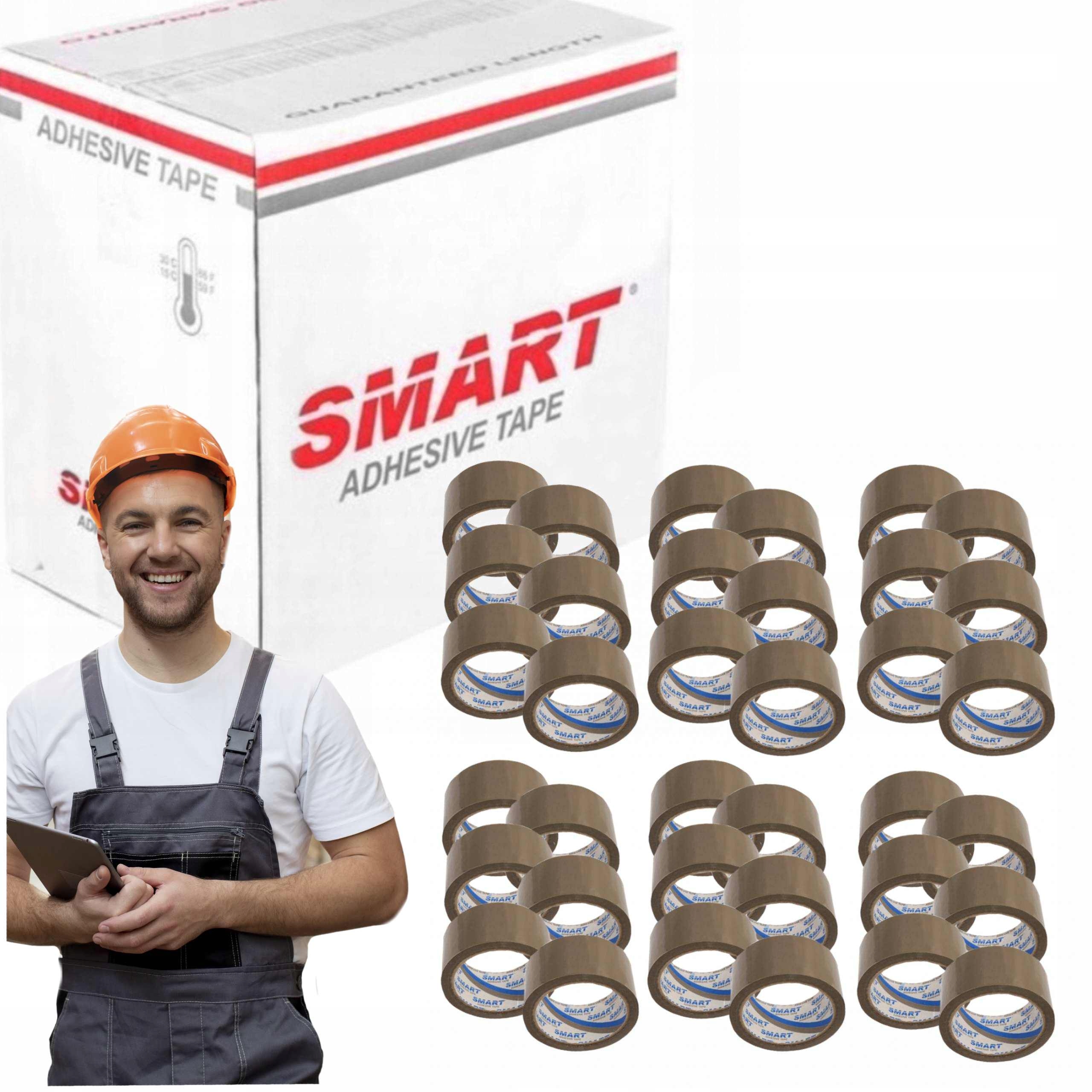 TAŚMA PAKOWA KLEJĄCA BRĄZOWA 48x50 TAŚMY SAMOPRZYLEPNE SMART 48/50 36 SZT Długość 45 m