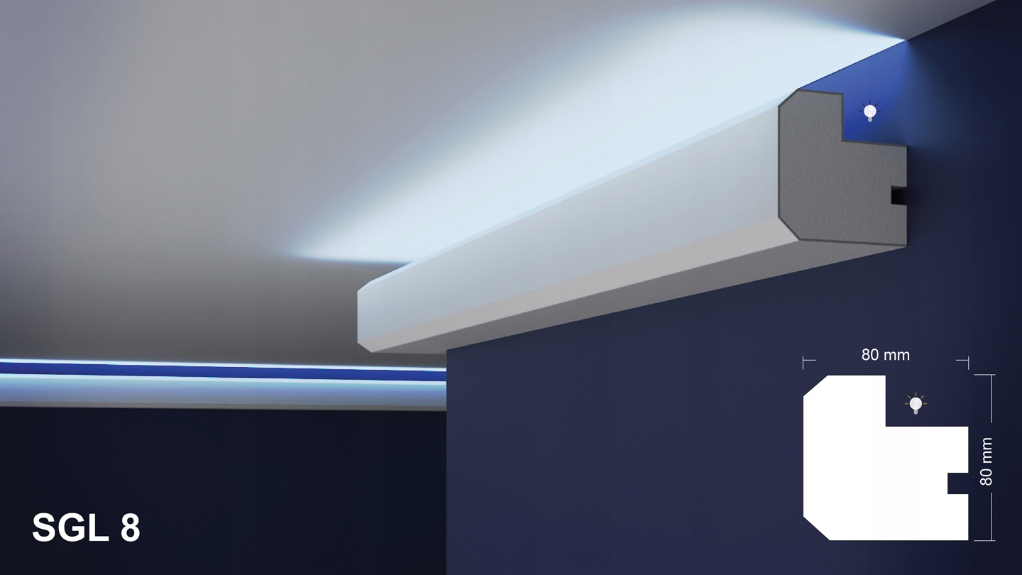 listwa led, gzyms oświetleniowy, utwardzana, atest