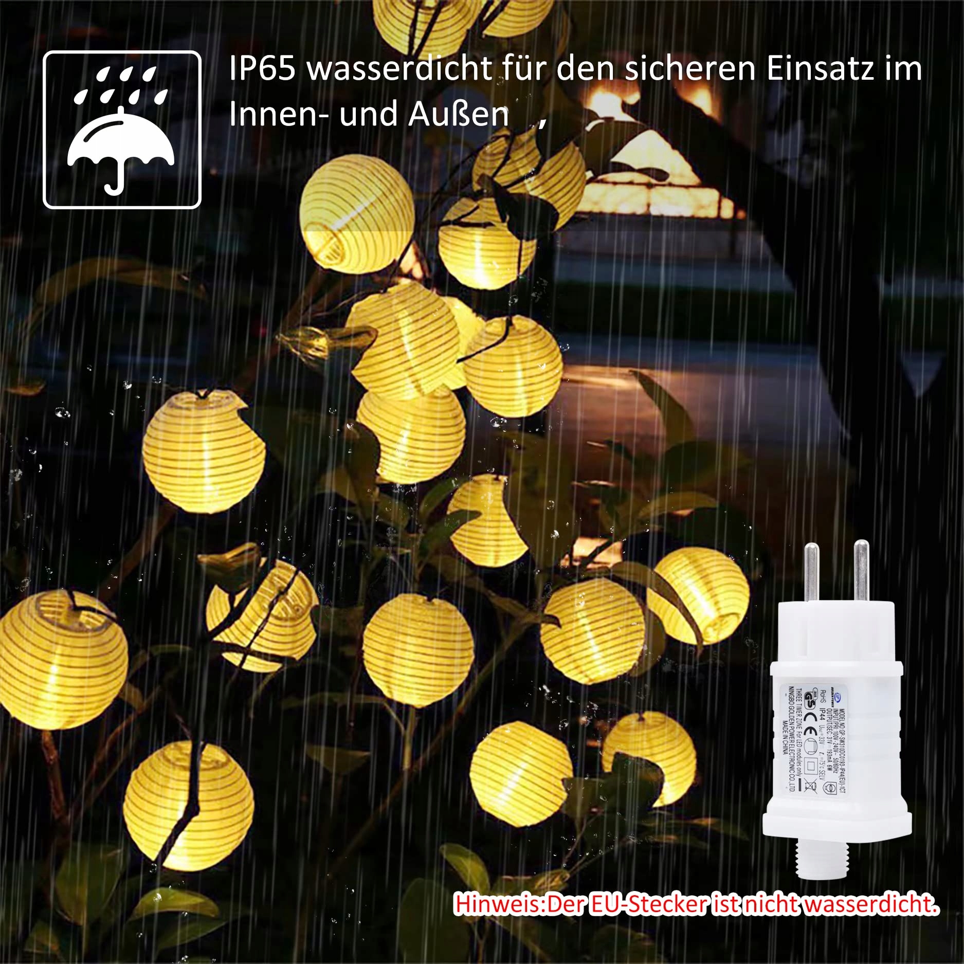 STARRYEVER Lampiony LED 20M 80 LED 11 Trybów Pilot Balkon Patio — miniatura 5