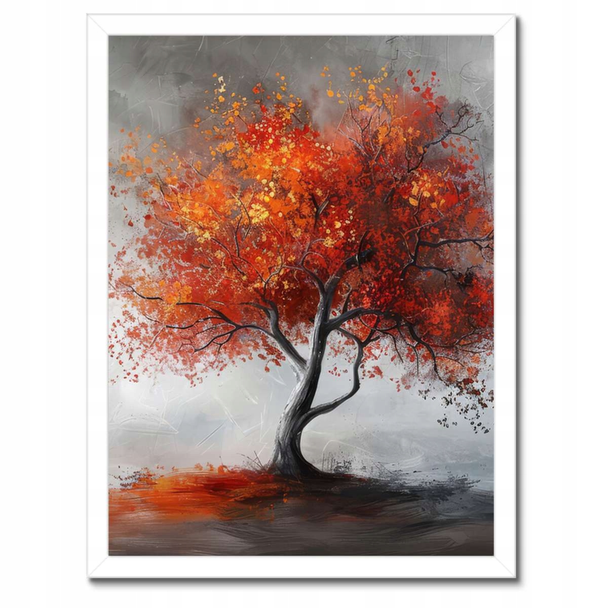 Plakát v bílém rámu 30x40 Dřevo v ohnivých barvách