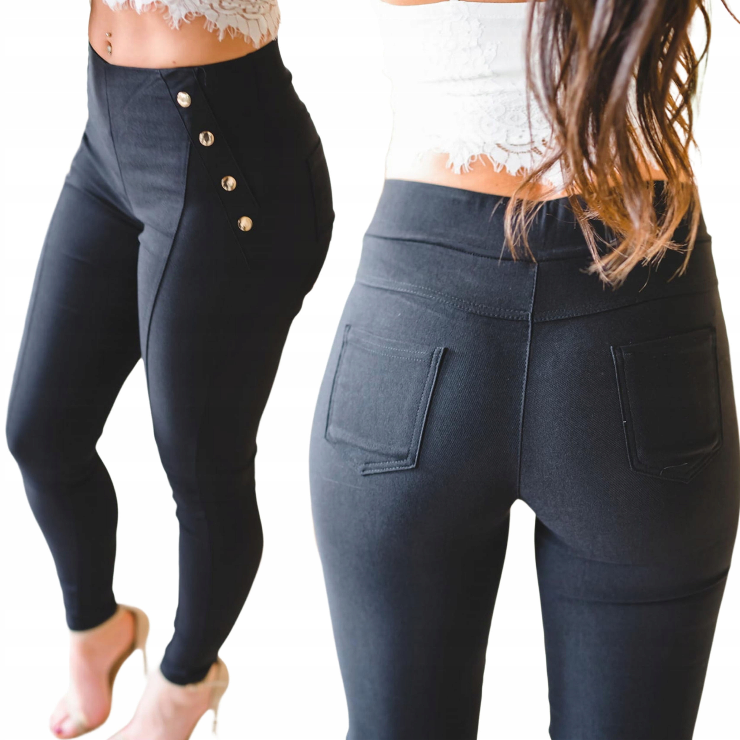 

Czarne spodnie damskie tregginsy wysoki stan L/XL