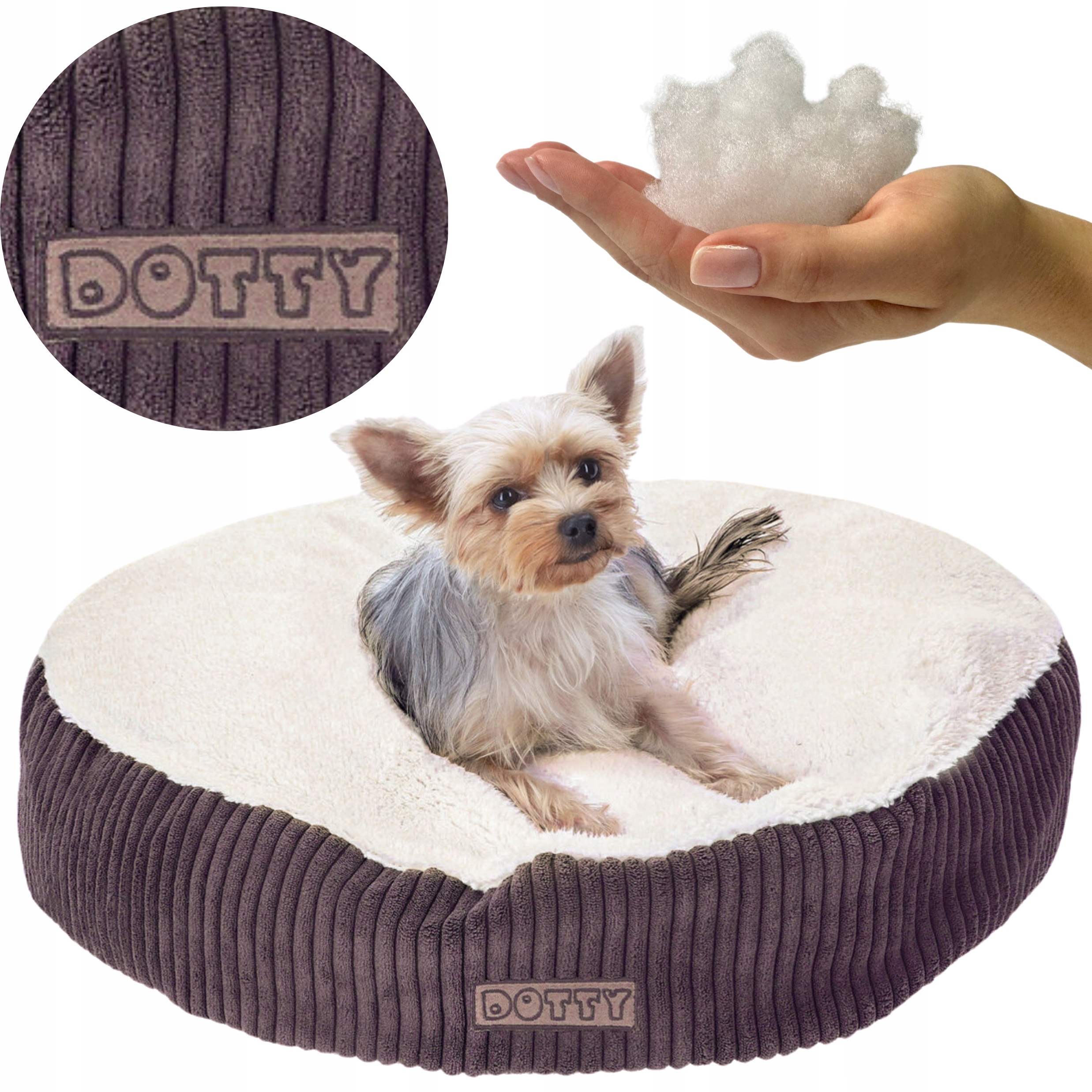 Levně Kulatá taburet polštář pro psa kočku, měkké pelíšek potah Dotty plyš