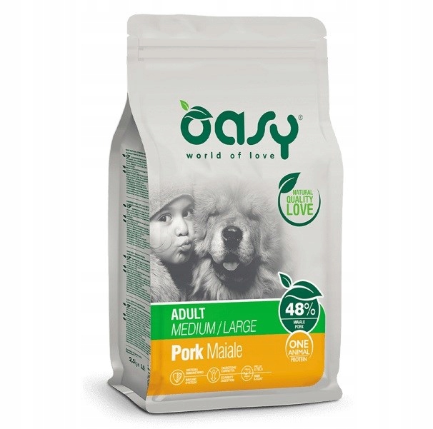Levně Krmivo pro psy Oasy One Animal Protein Adult M/L Vepřové 12 kg