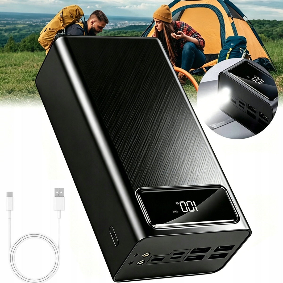 Mocny Powerbank Power Bank 50000mAh 4xUSB Usb-c Szybkie Ładowanie