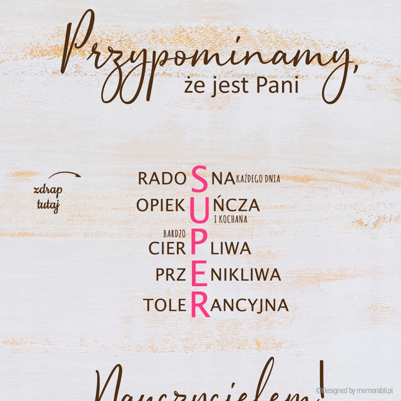 KARTKA ZDRAPKA podziękowanie dla nauczycielki EAN (GTIN) 5905563454657