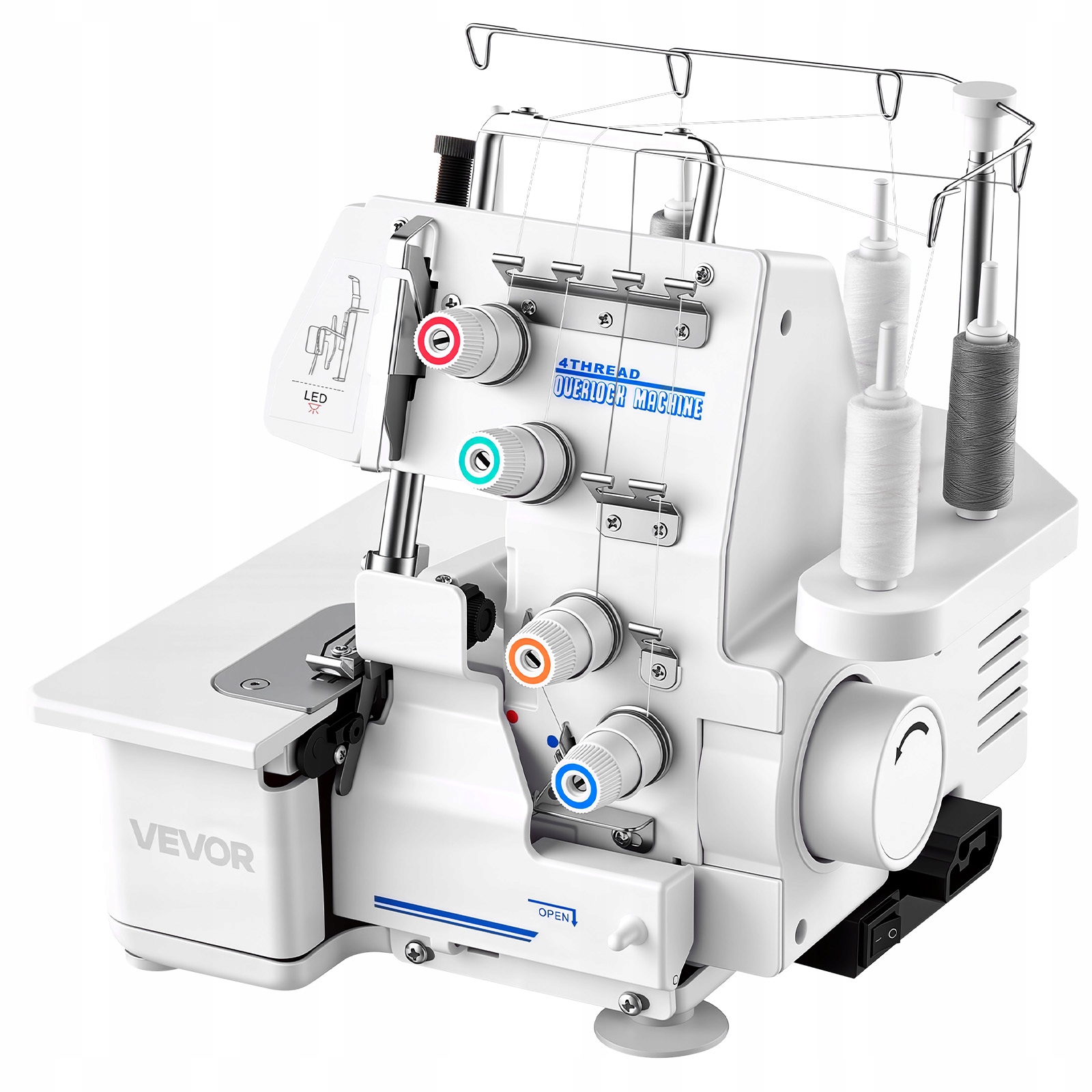 Šicí Stroj Overlock Vevor 1250 Stehů Min. Silný Kovový Led Rám