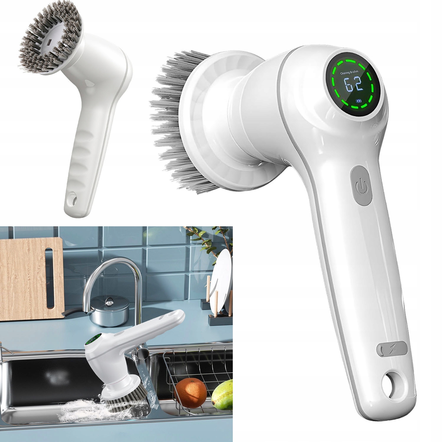 Levně Elektrický čisticí kartáč 8v1 Bezdrátový Všestranný, Voděodolný a Dlouhotrvající