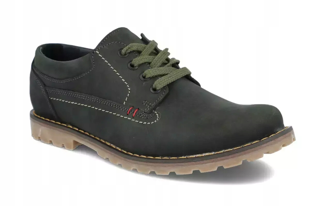 Nagaba 445 zelené khaki kožené klasické pánské polobotky R46