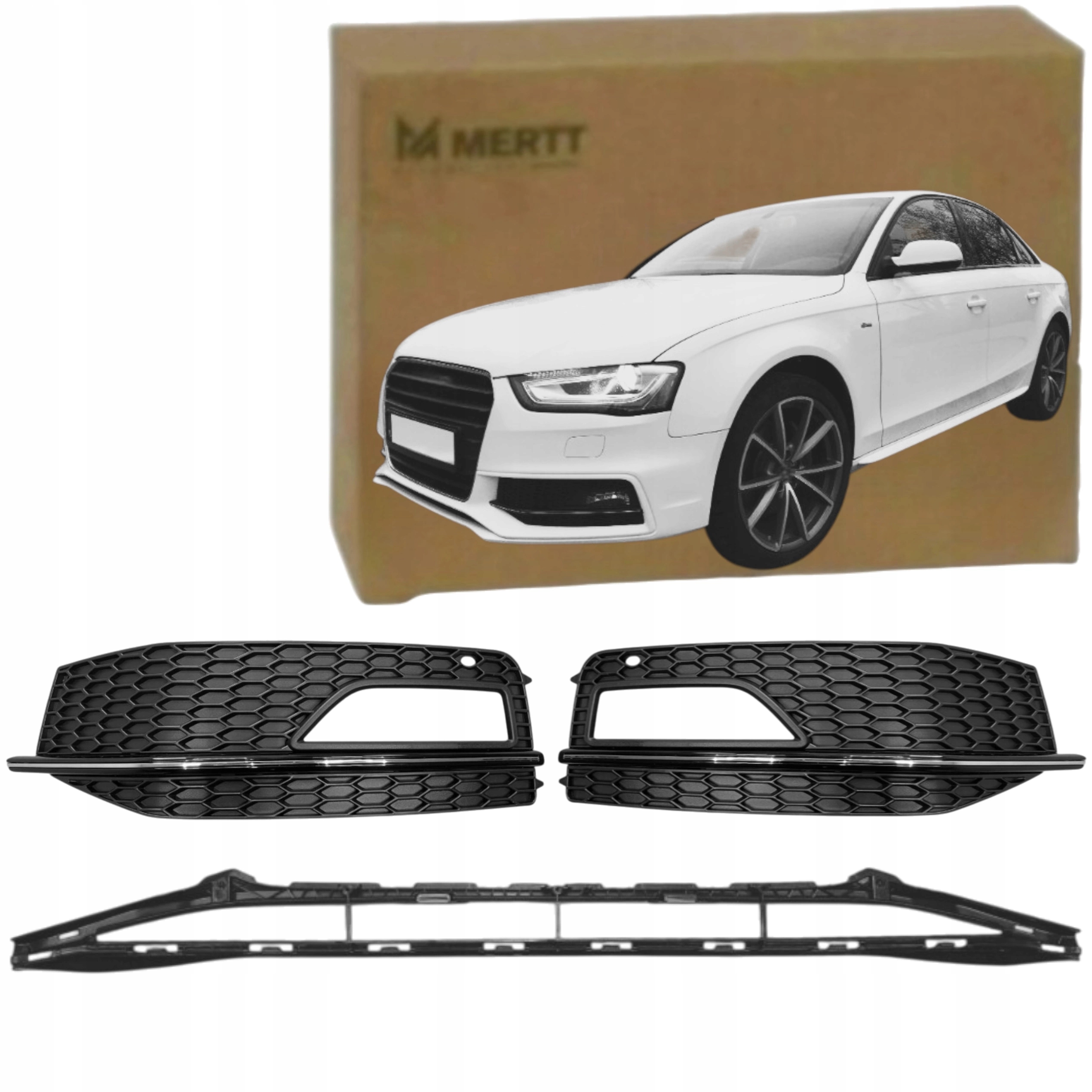 Sada x2 Mřížka Nárazníku Pravá Levá halogenová atrapa Audi A4 B8 11-15 S-Line