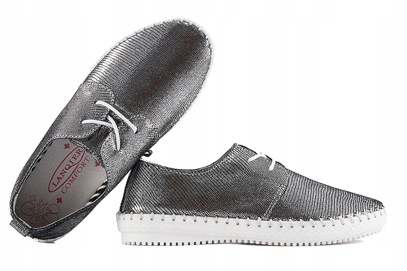 Lanqier 38C651 Dámské Kožené Polobotky stříbrné 37 Stříbrná