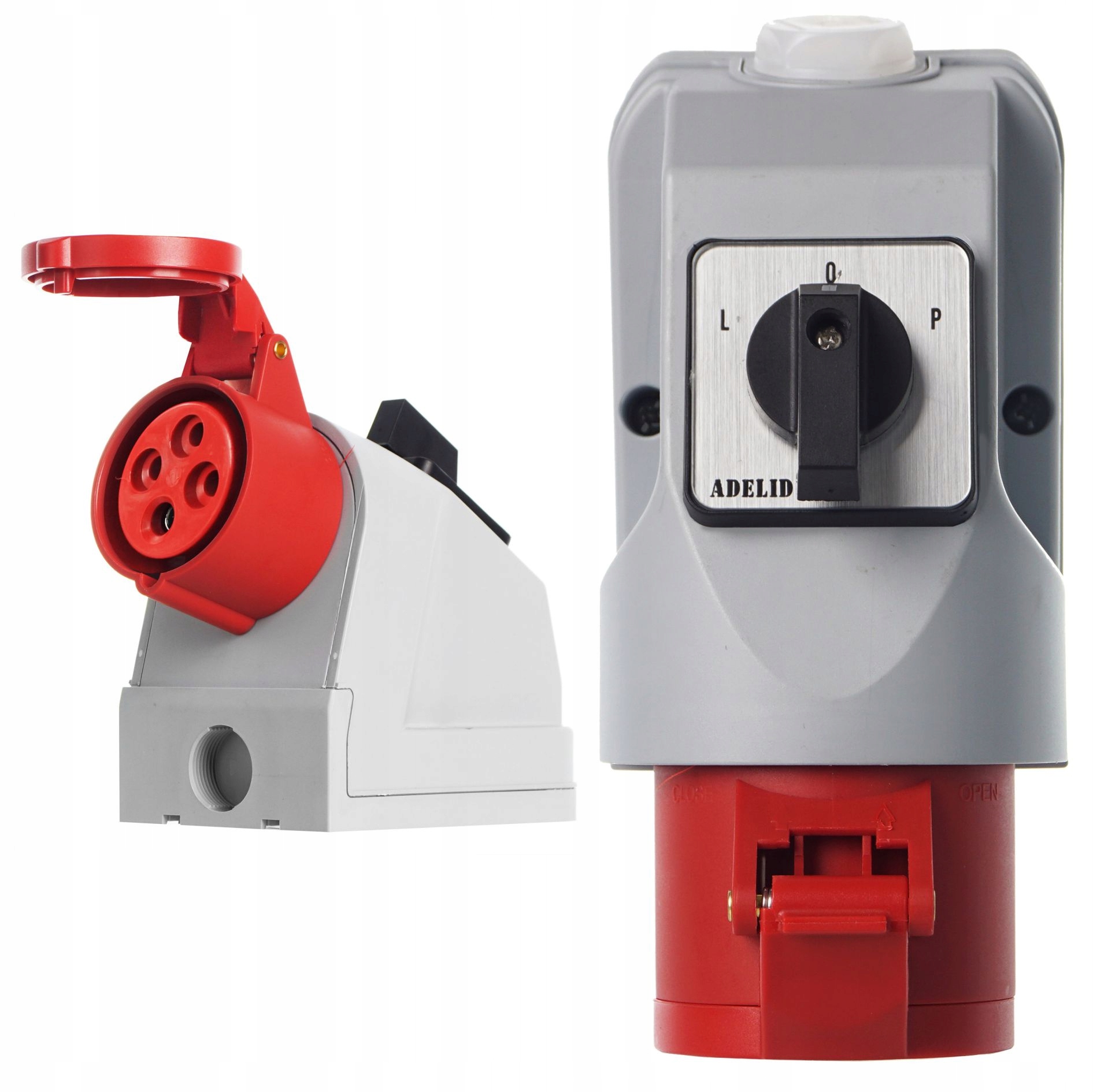 Gniazdo Siłowe Stałe Kombi 16A 4P Z Wyłącznikiem Przełącznikiem Lewo Prawo