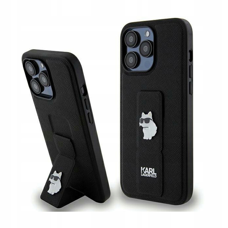 Karl Lagerfeld Gripstand Pins Saffiano Choupette iPhone 13 Pro Max Pouzdro