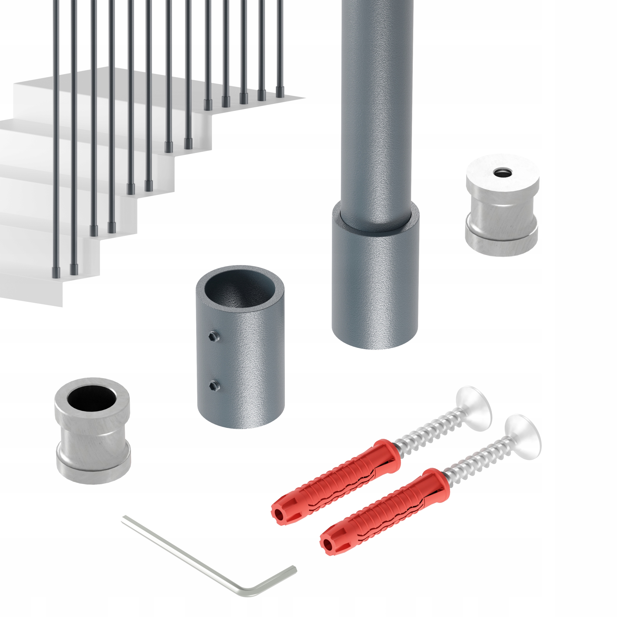 Zábradlí Na Schody Barierka Sloupek Antracit Ø 20 mm 400 CM Harfa Noa