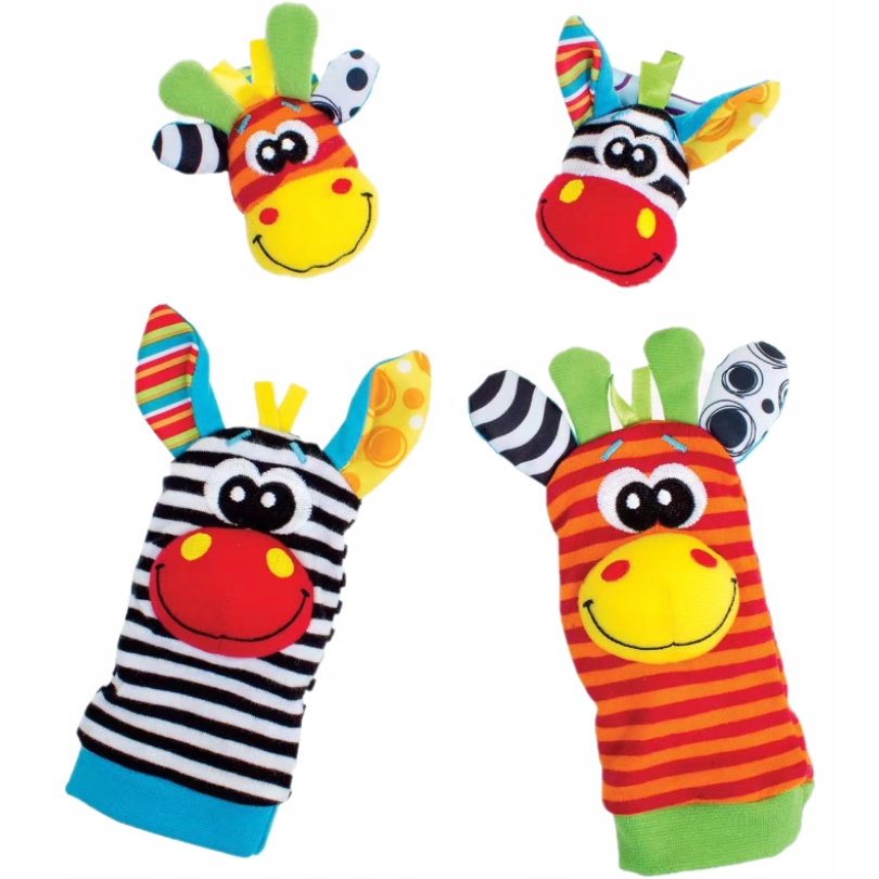 GRZECHOTKI DLA NIEMOWLĄT GRZECHOTKA OPASKI NA RĄCZKI SKARPETKI 4 szt.