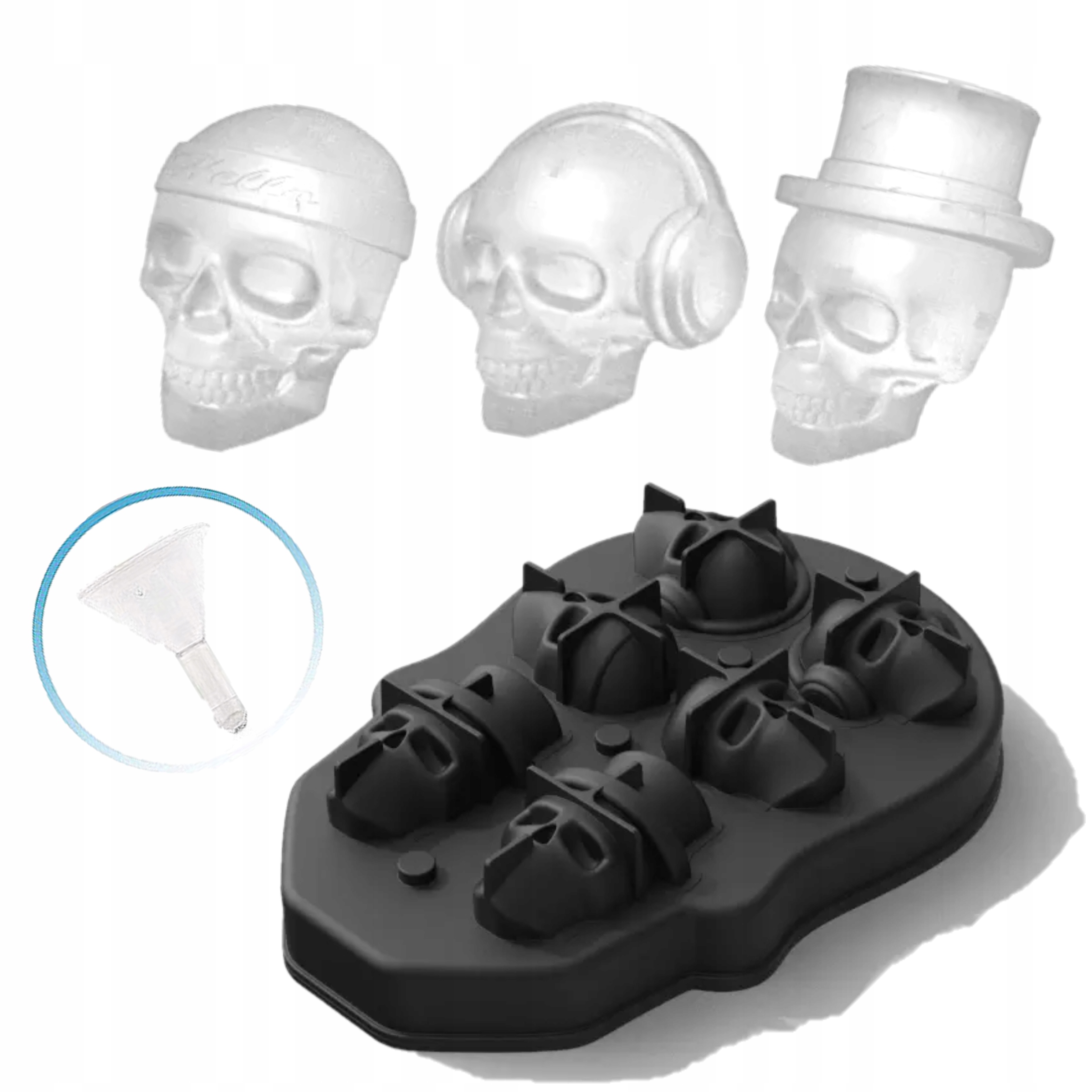 

Silikonowa Forma do lodu Czaszki 3D Lejek 6szt