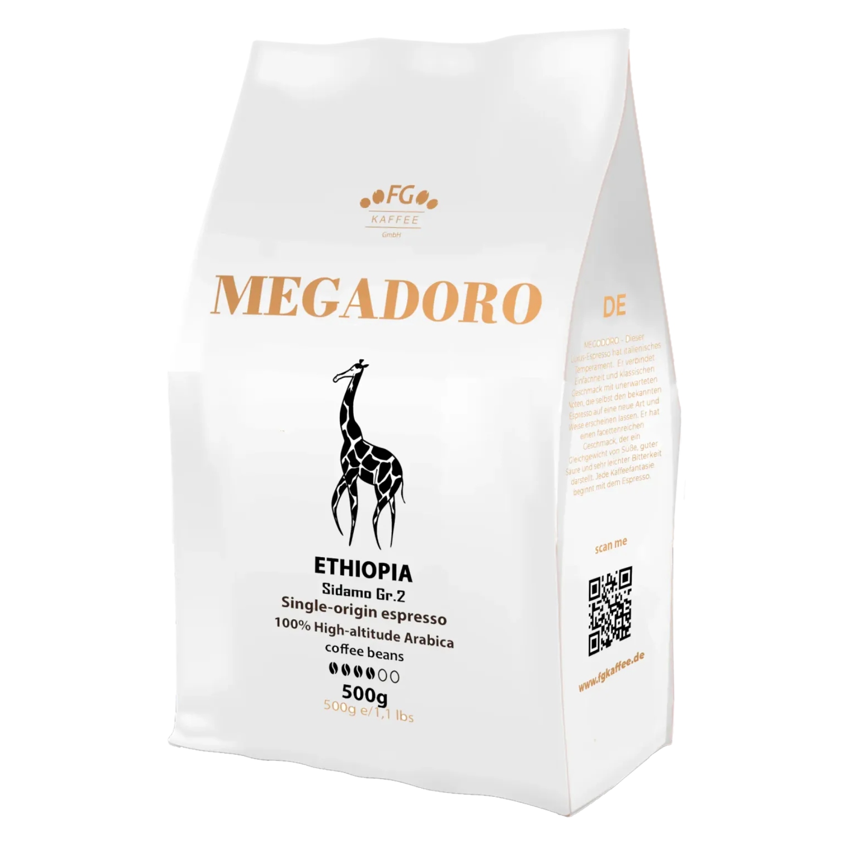 Levně Káva Zrnková 500 g Megadoro Etiopie 100% Arabica Čerstvě pražená
