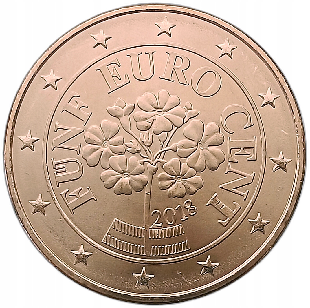 AUSTRIA 5 EURO CENTS 2018 KWIAT ROŚLINA MENNICZA