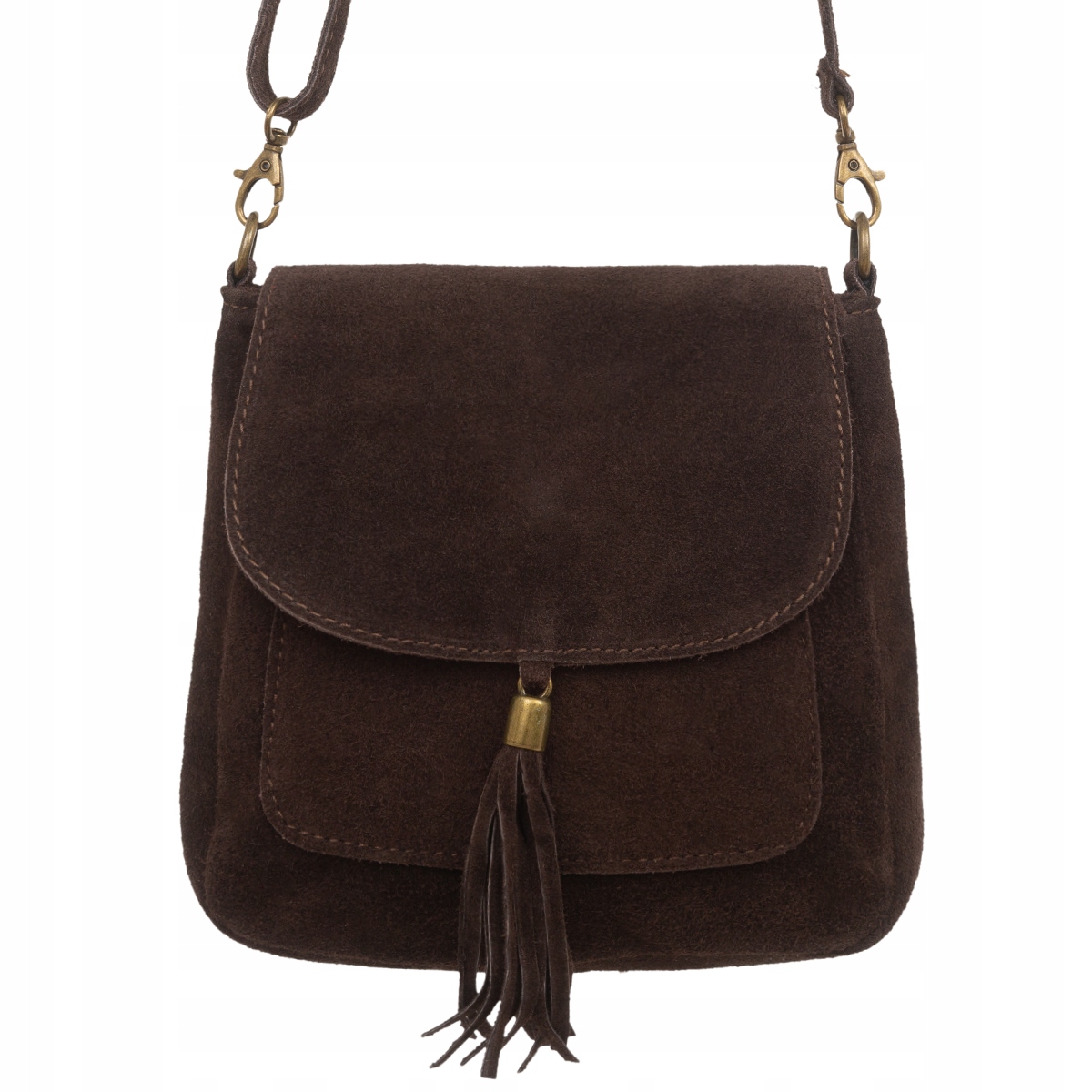 Torebka Skórzana Zamszowa Vera Pelle Vanita Choco