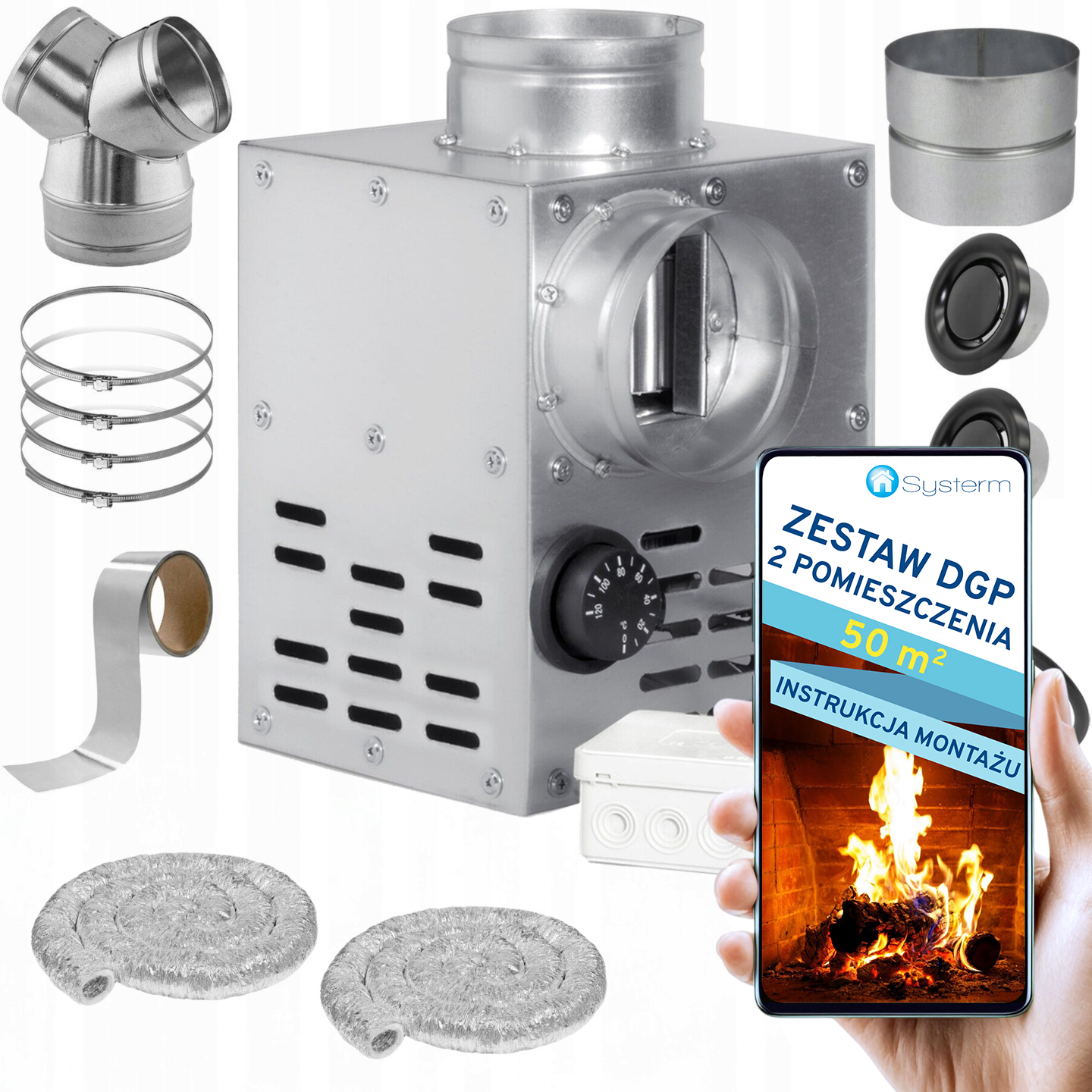 Komínová Turbína Ventilátor Komínový Set Dgp 2 miestnosti 50 m2