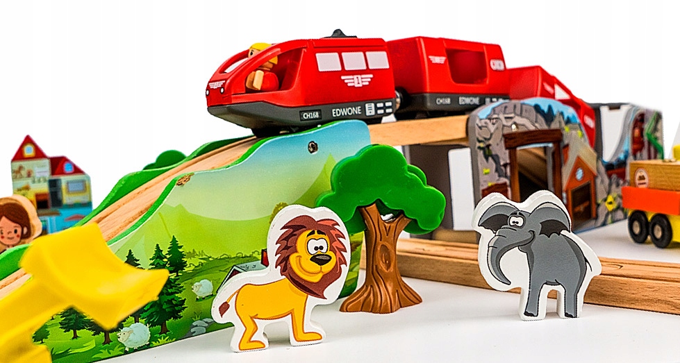 KOLEJKA DREWNIANA DODATKI TORY POCIĄG NA BATERIE Płeć chłopcy dziewczynki