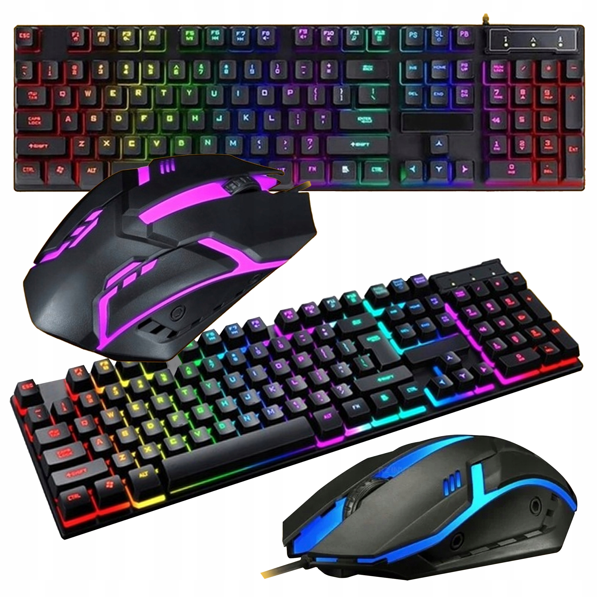 Klawiatura dla graczy gamingowa podświetlana LED mysz myszka zestaw