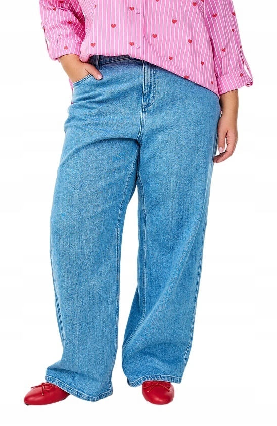 Kalhoty Plus Size Zizzi Džíny Světlé Rovné Nohavice Vysoký Pas 071C 44