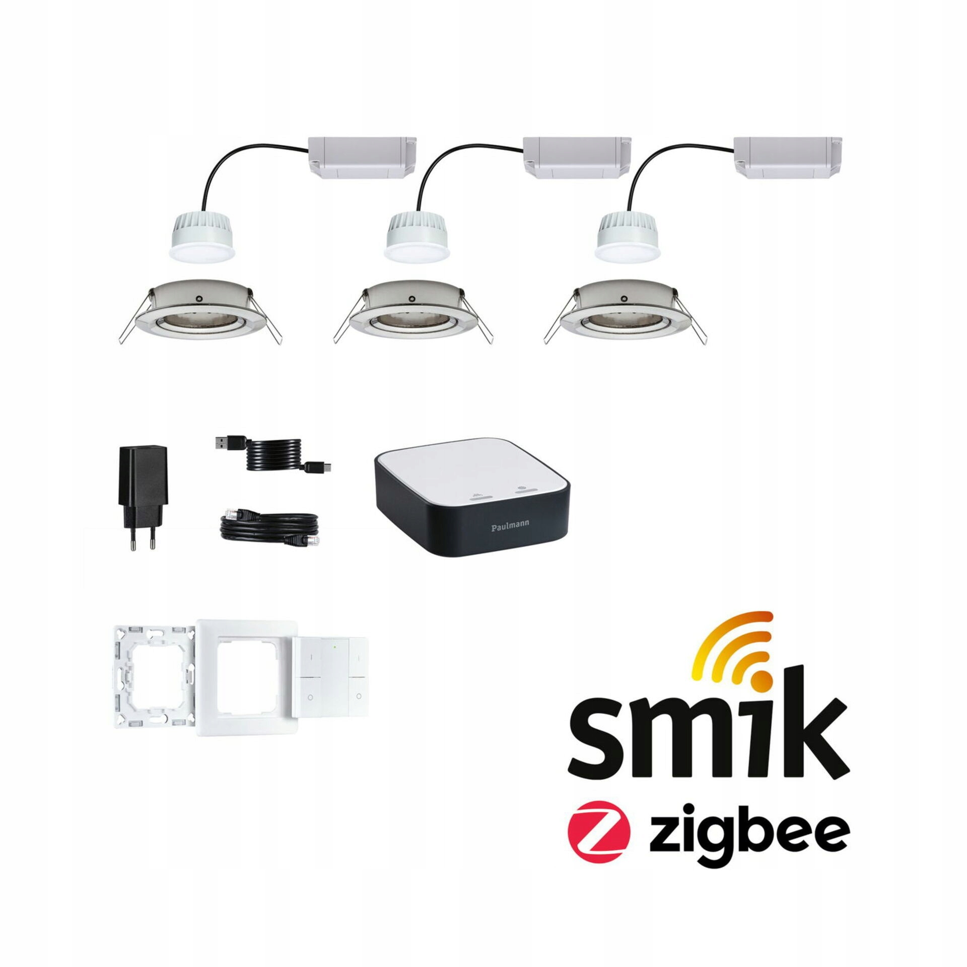 Štartovacia sada Paulmann Smart Home smik Gateway 3x Led Nova Plus Coin Rg