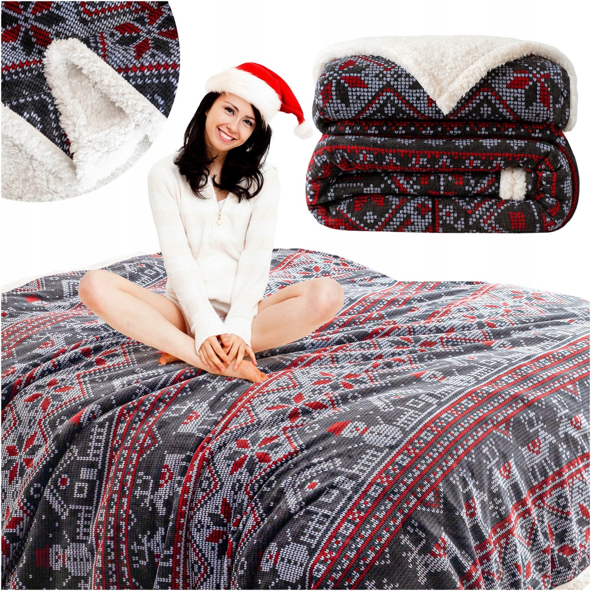 Deka 200x220 mikrovlákno Vánoční beránek pléd na postel Hayat sněhuláci