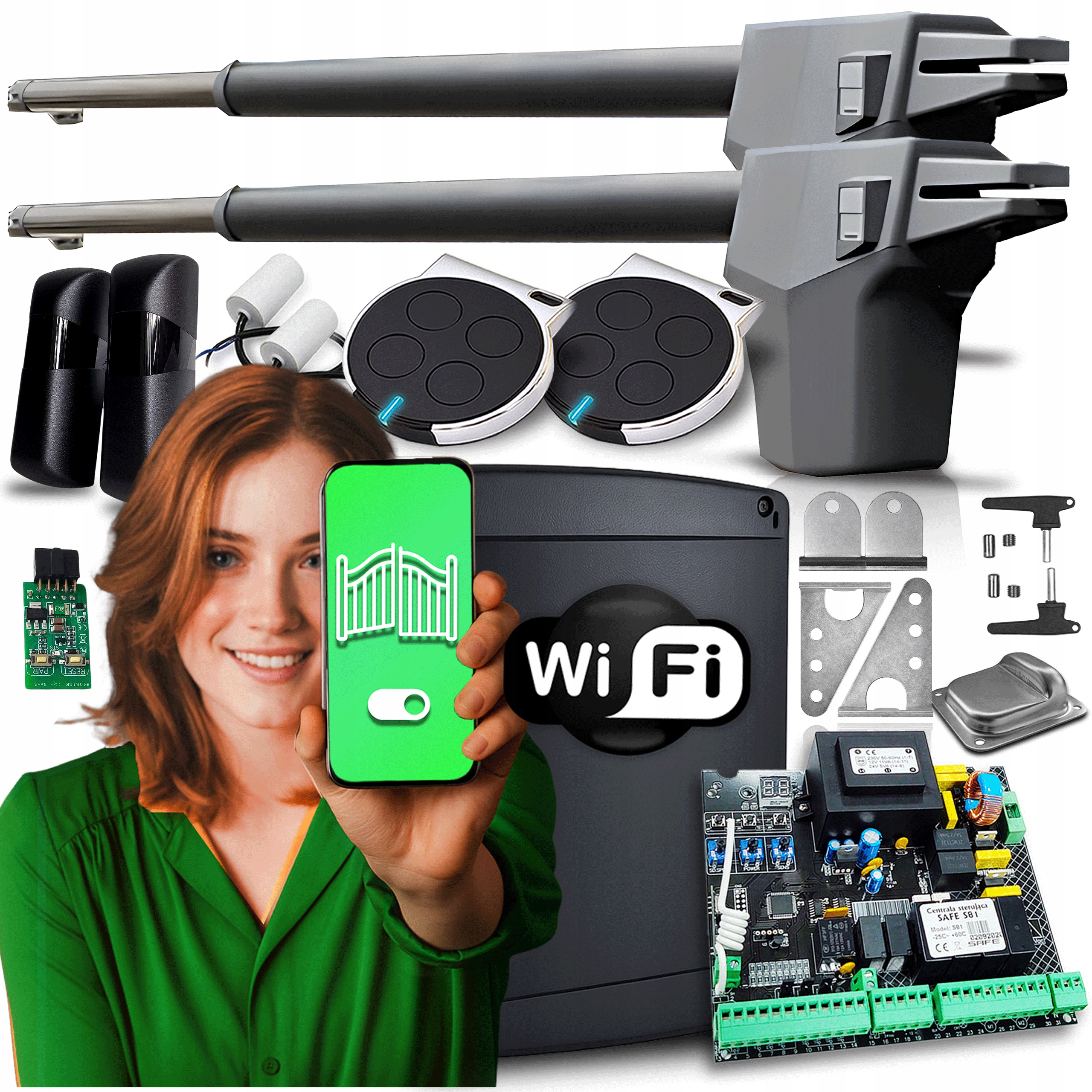 Pohon pro Dvojkřídlovou bránu Sada automat 2 ovladače pohon Wifi 8,6 m