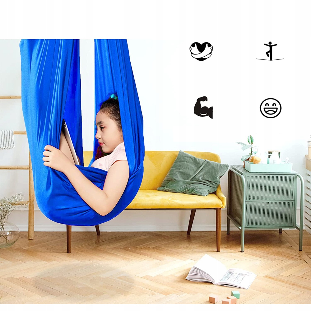 HUŚTAWKA SENSORYCZNA CHUSTA AKROBATYCZNA DLA DZIECI WISZĄCA HAMAK 280x150cm Marka bez marki