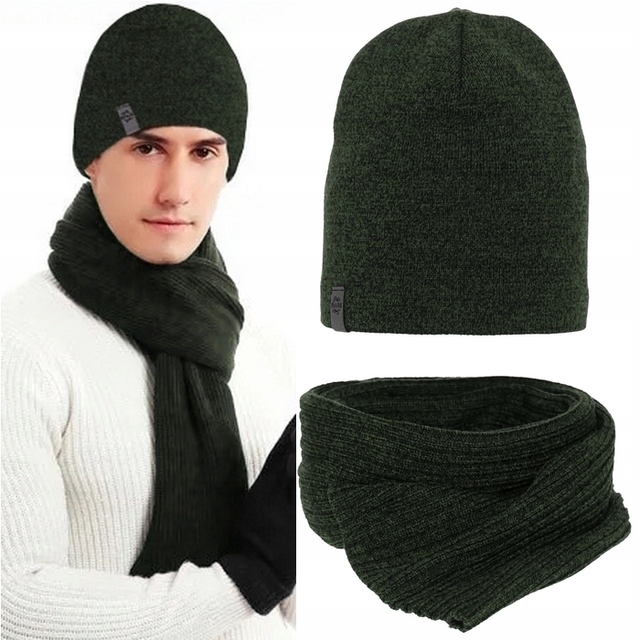 zimowy Komplet Męski Čepice na fleecu Šála nákrčník teplý Polský Premium