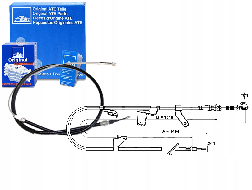 ATE24.3727-2009.2/RS6 - ATE ТРОС РУЧНОГО ГАЛЬМА SUZUKI SWIFT III 1.6 05