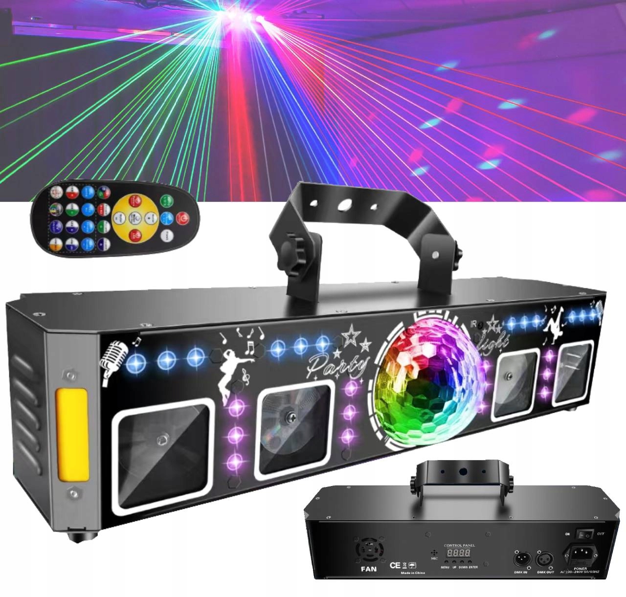 Diskotéková světla, laserová světla, stroboskopická světla Rgb+uv, Dj Ktv