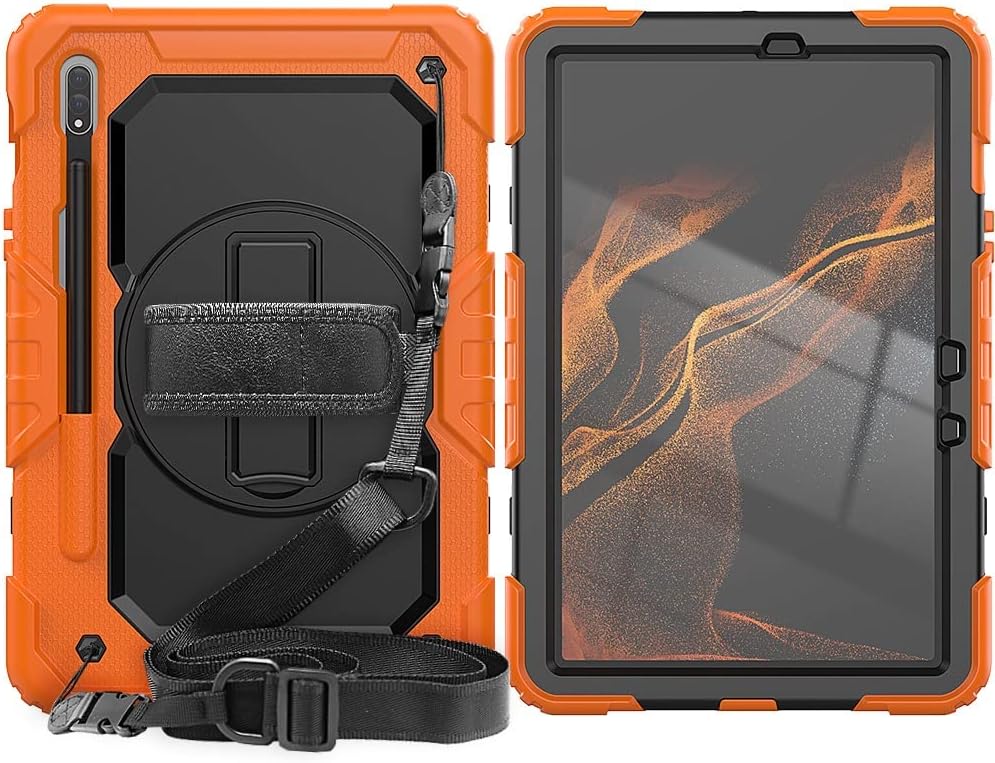 Pouzdro pro Samsung Galaxy Tab S8/S7 11" s popruhem na rameno, oranžové