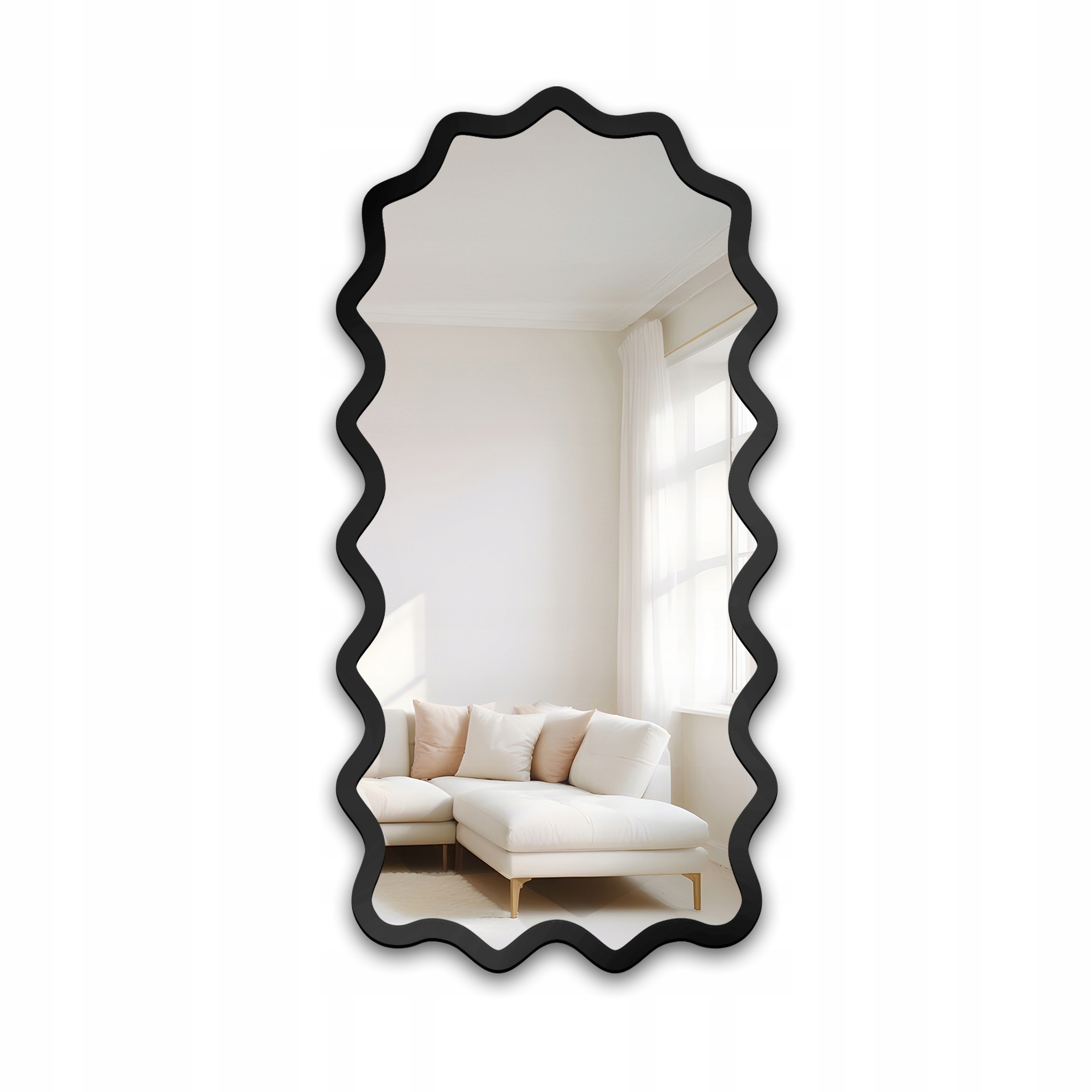 Zrcadlo vlnité Aquarelle Sona v černém rámu Mdf 60x120 nástěnné