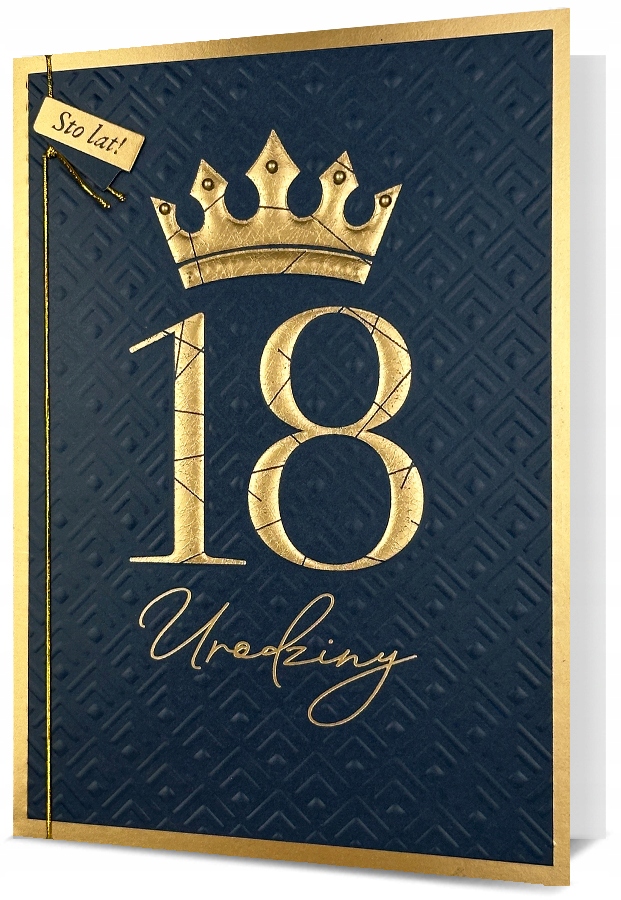 KARTKA NA URODZINY 18 OSIEMNASTKA OZDOBNA Z DODATKAMI HM 3034