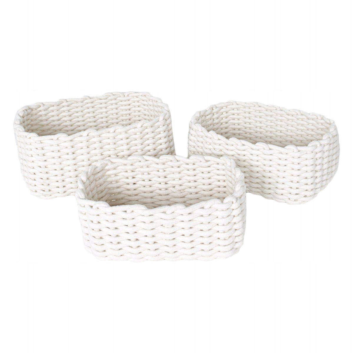 KOSZYKI DO PRZECHOWYWANIA plecione 3 szt białe