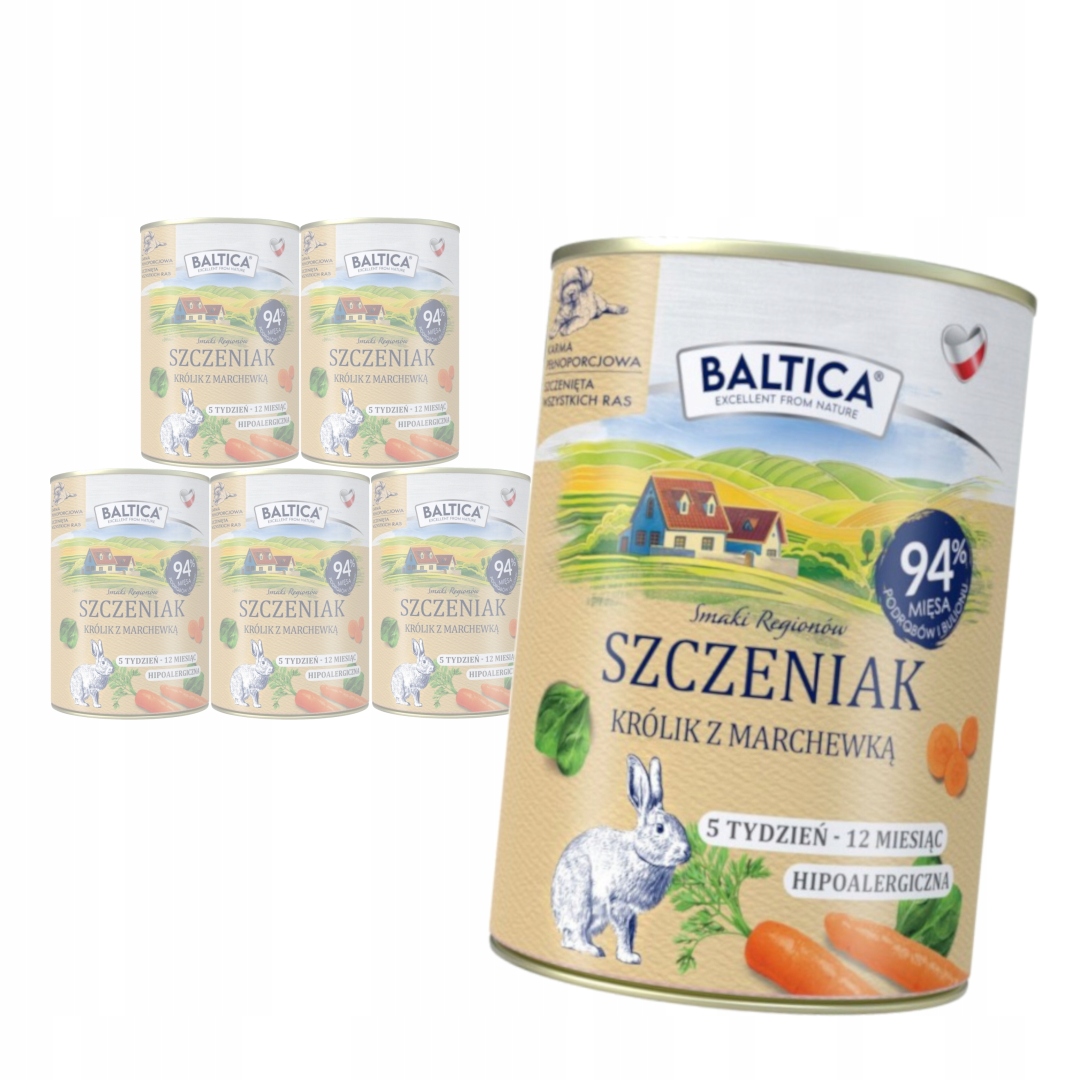Baltica Smaki Regionów Królik z Marchewką 6x400g Mokra Karma Dla Szczeniąt