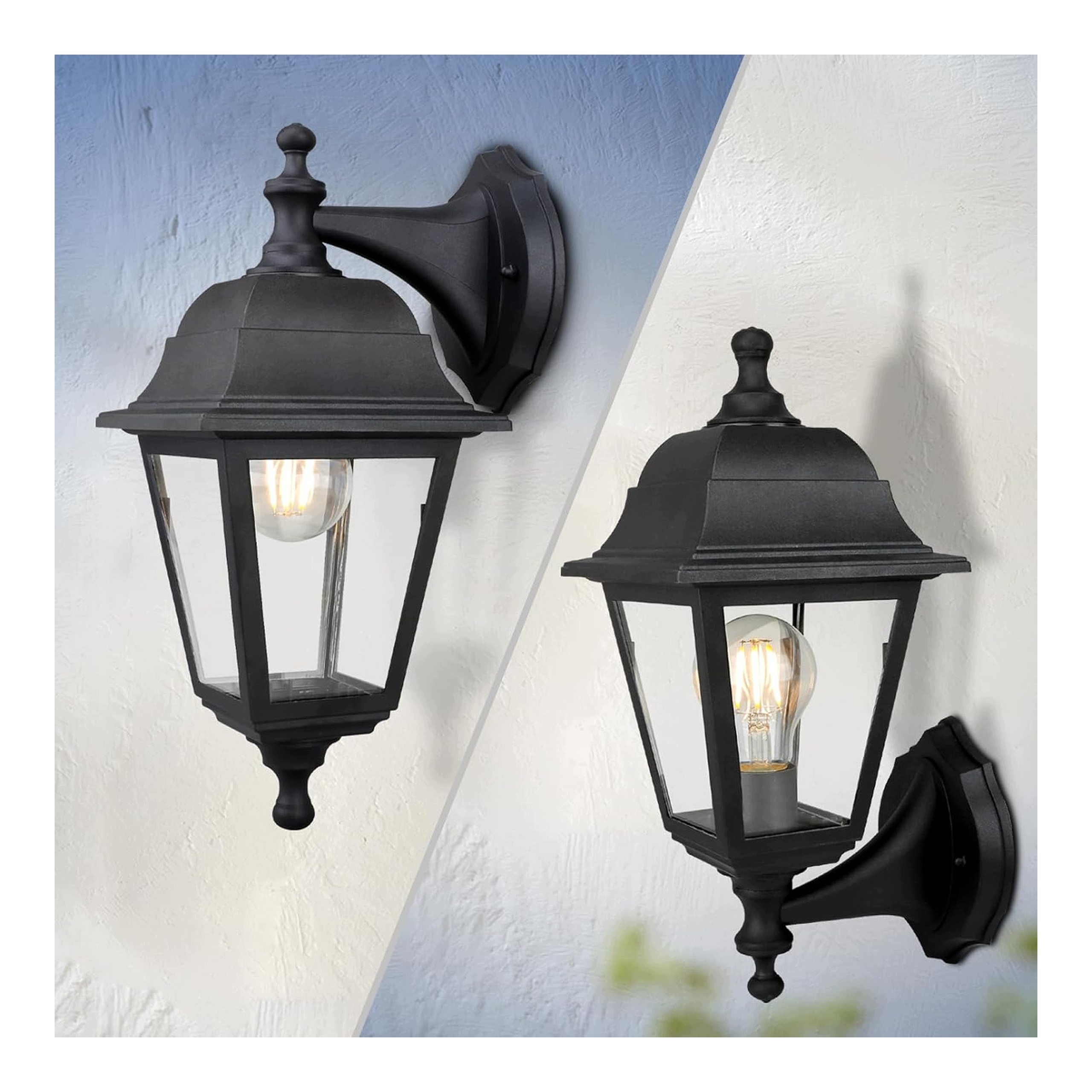 Venkovní nástěnná lampa IP65, zahradní nástěnné svítidlo, černá, E27 25W
