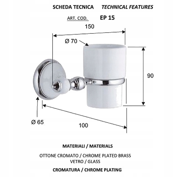 EPOCA Biały Kubek łazienkowy z uchwytem chrom. EAN (GTIN) 5904689684283