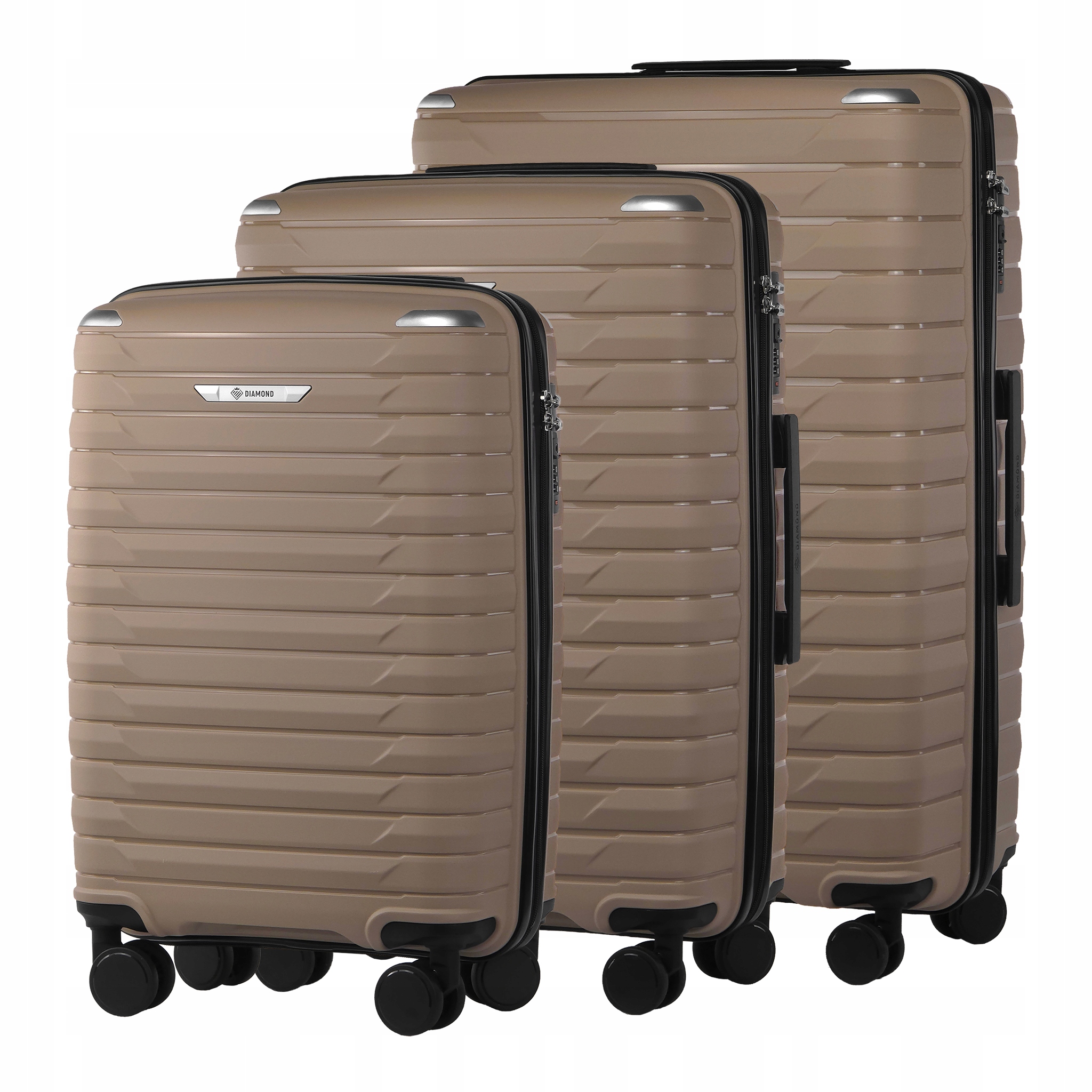 Sada Cestovních Kufrů 3v1 Z Polypropylenu Diamond Béžová P420