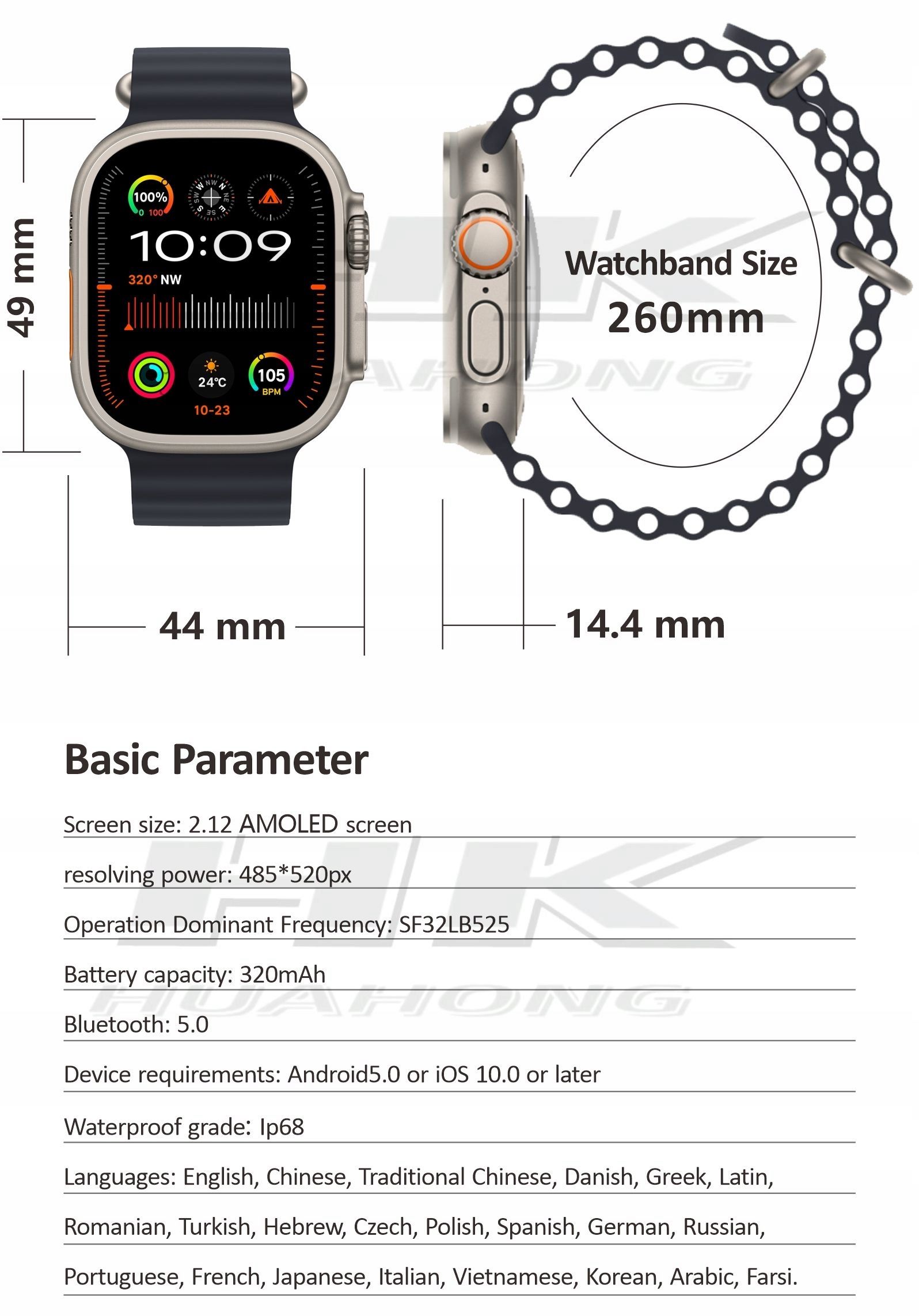 SMARTWATCH ULTRA SMART ULTRAWATCH MĘSKI DAMSKI MENU PL GPS WODOODPORNY NFC Stan opakowania oryginalne
