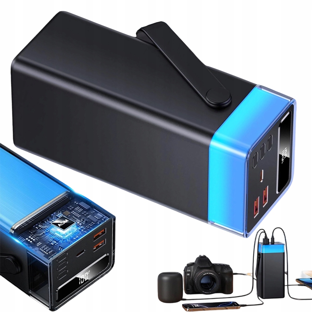 Power Bank 60000 mAh s Rgb svítilnou a režimem pro dlouhé výlety a kempování