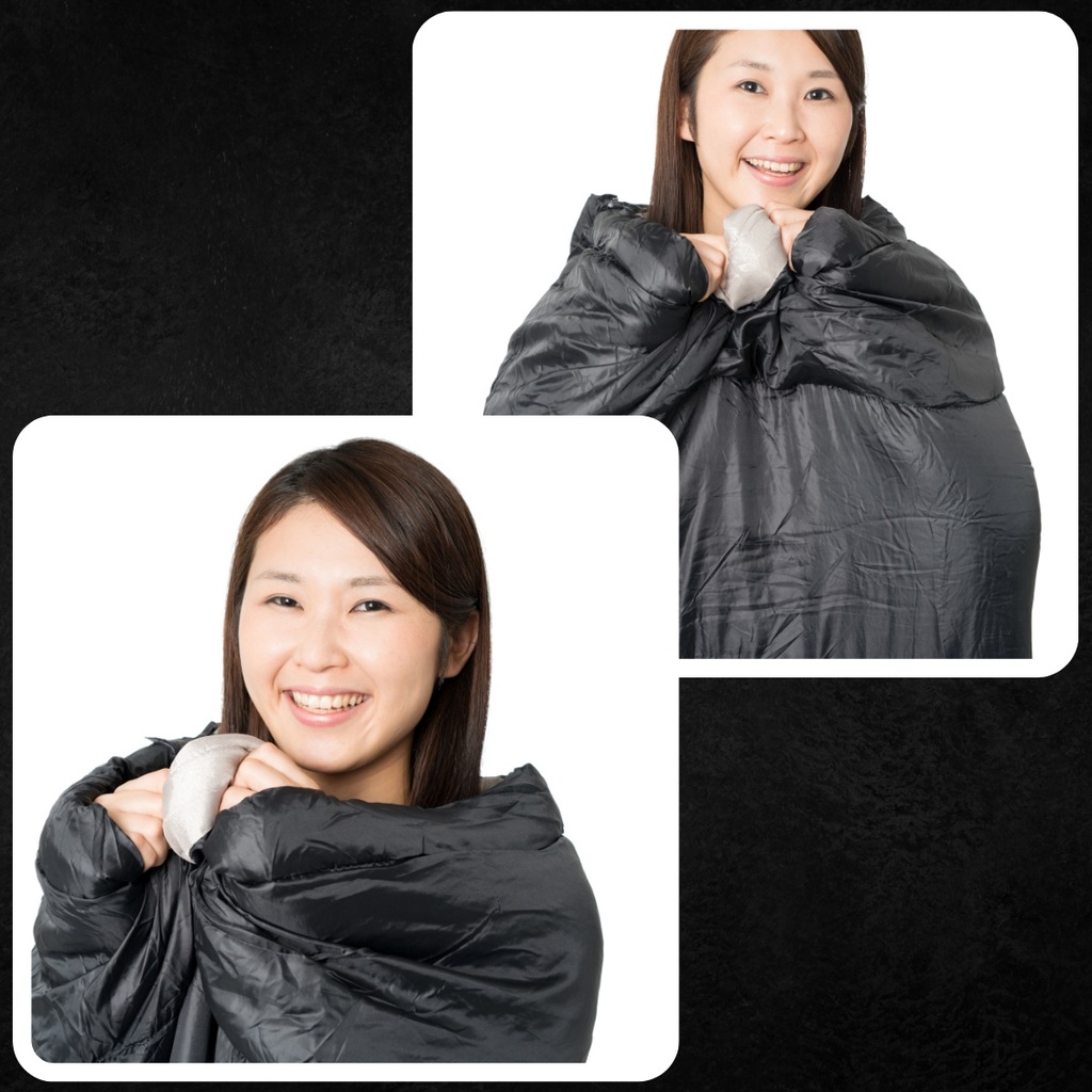 ŚPIWÓR TURYSTYCZNY MUMIA CIEPŁY LEKKI KOŁDRA Z KAPTUREM + POKROWIEC 2W1 Długość 210 cm