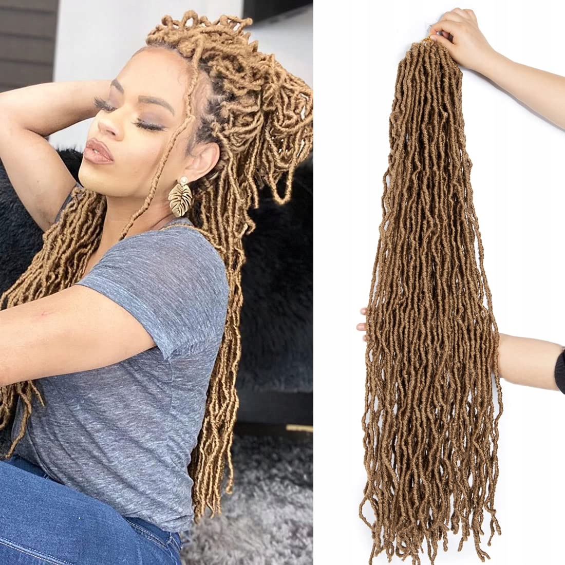 Prodlužovací pásky ze syntetických vláken 61 cm, blond, háčkované, 6 balíčků