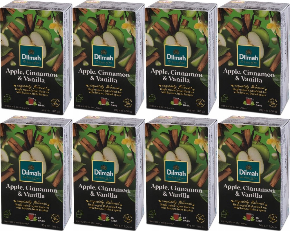 Herbata czarna w torebkach Dilmah jabłko/cynamon/wanilia 20szt x8